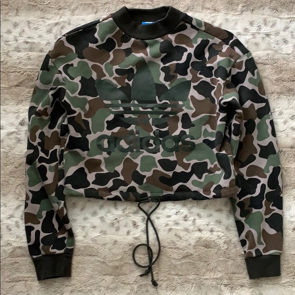 adidas Tops - Adidas Camo Cropped Sweatshirt